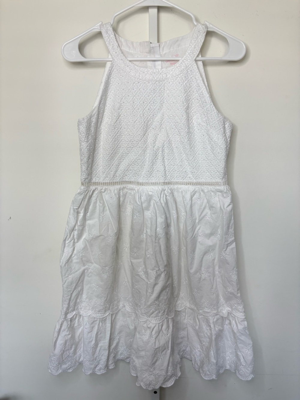 Vineyard Vines Girls White Eyelet Halter Dress Size 16